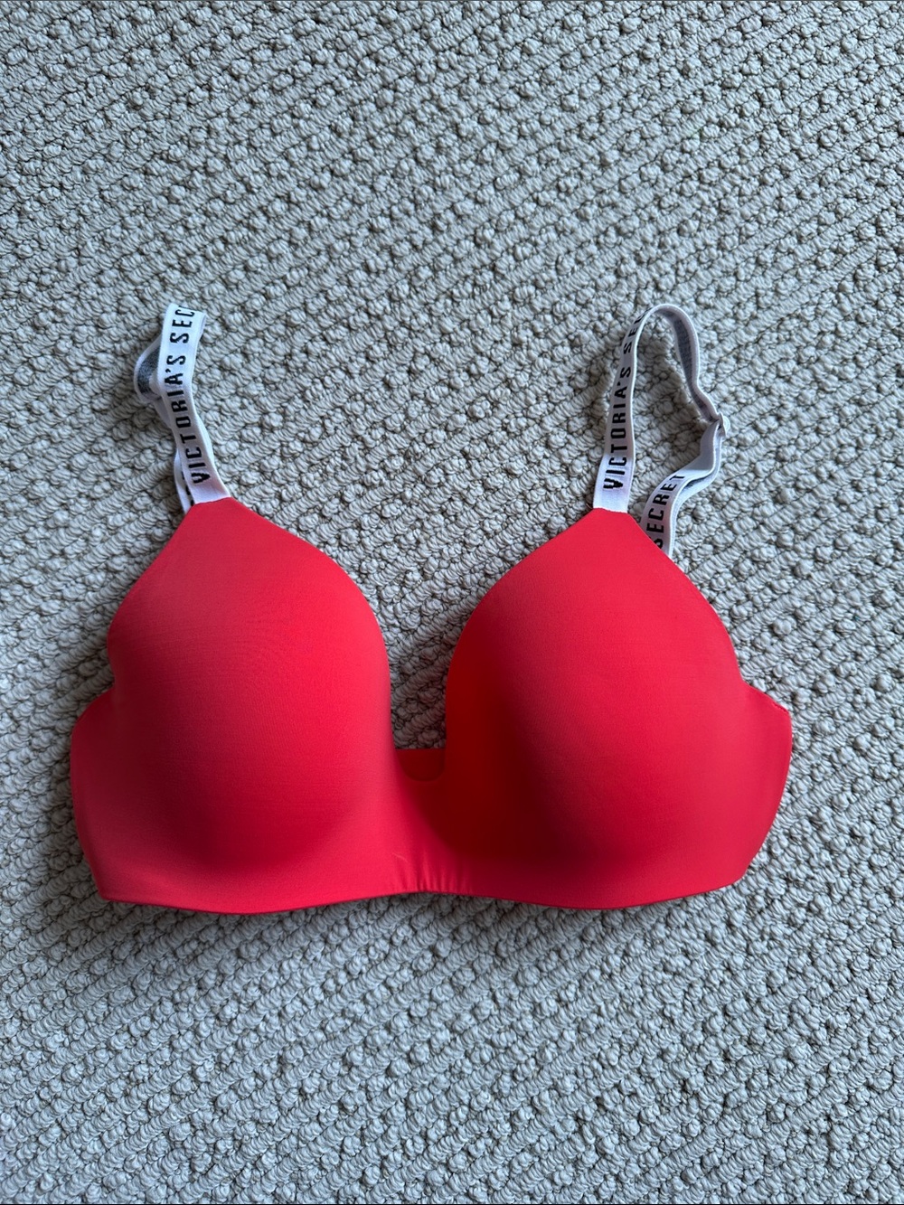 Victoria's Secret Red T-Shirt Wireless Bra with Branded Straps